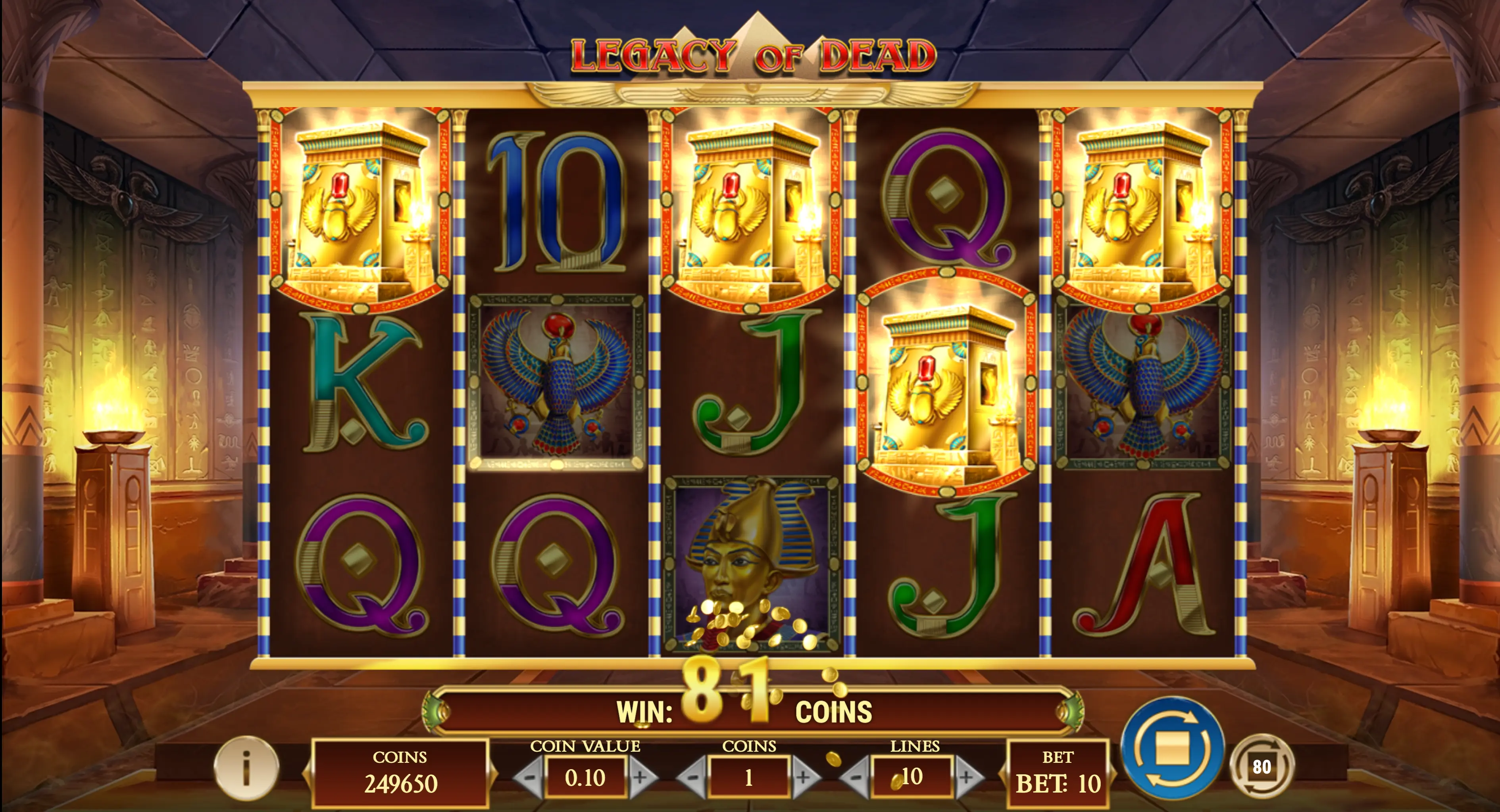 Legacy of Dead – 3 scatters Tombeau doré déclenchent le bonus et des gains immédiats