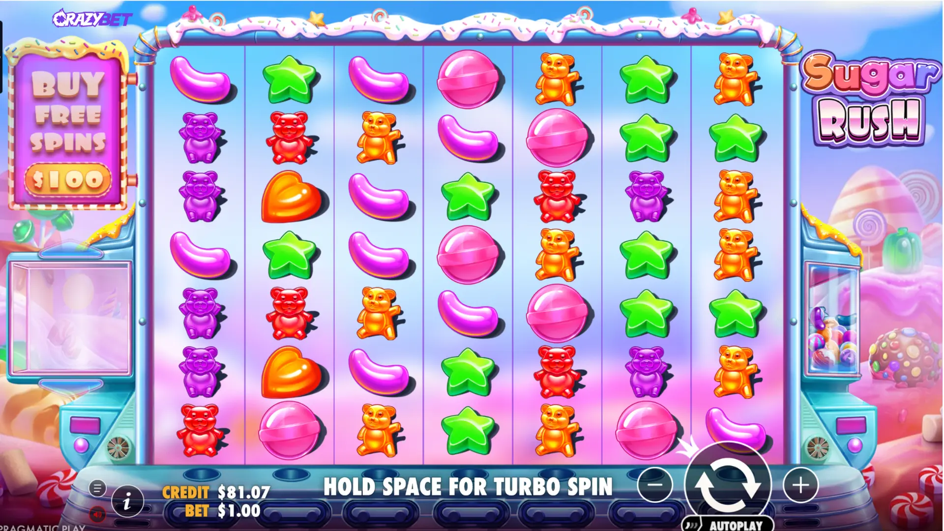 Sugar Rush 7x7 starting grid in base game
