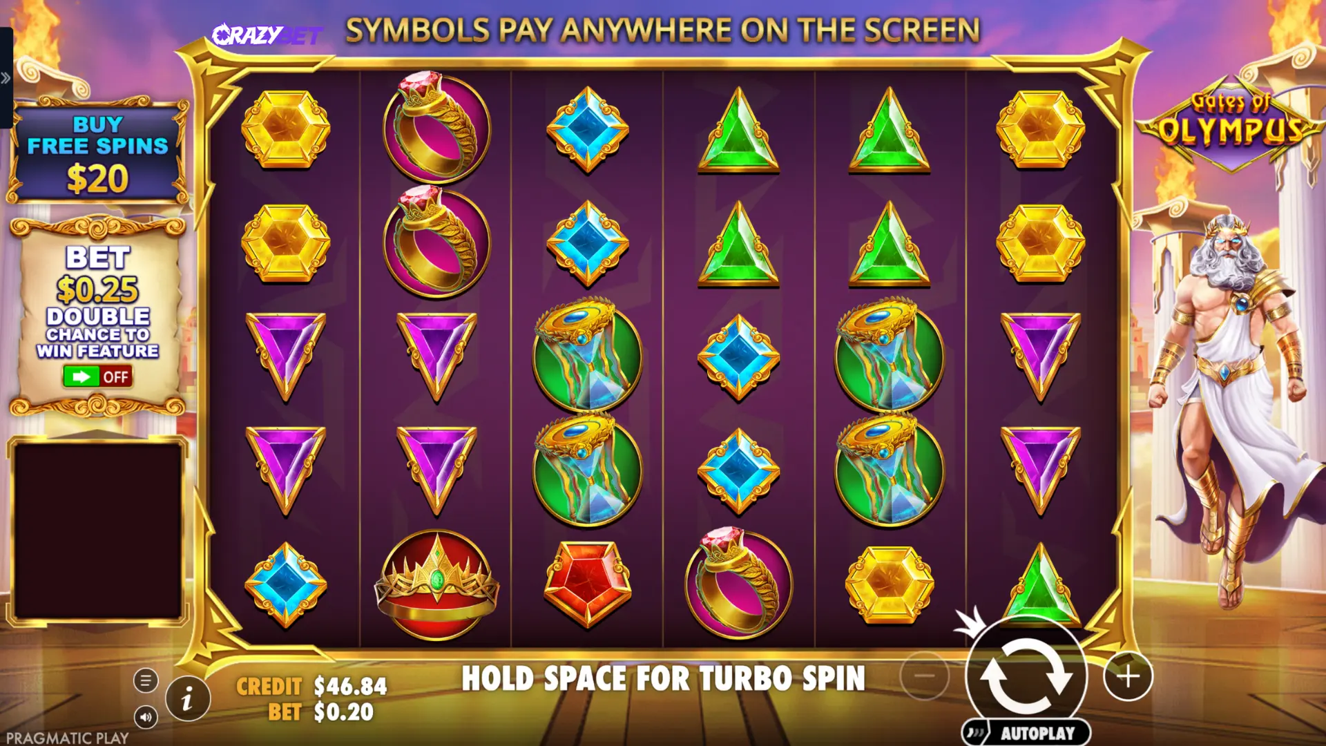 Grille 6×5 Gates of Olympus – « symbols pay anywhere »