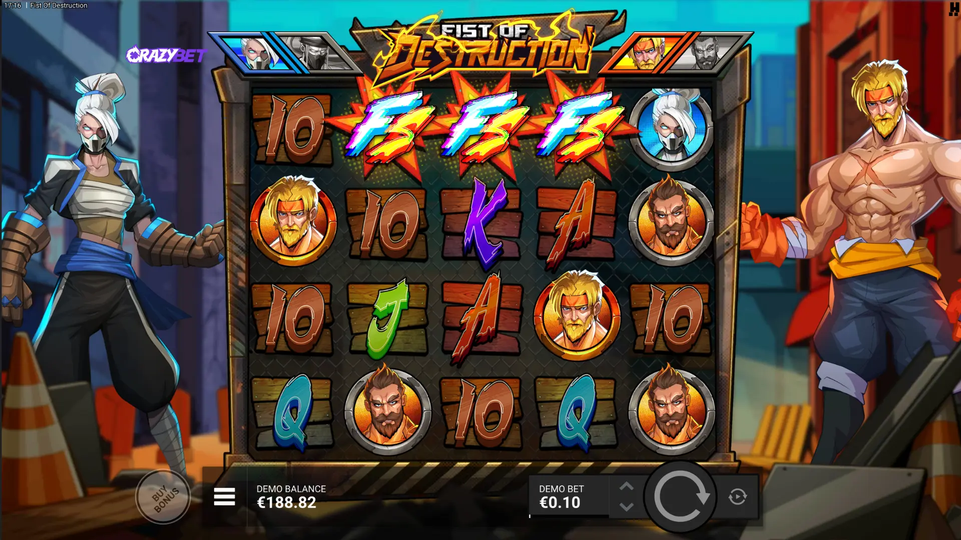 3 FS scatters triggering the Ultimate Throwdown free spins