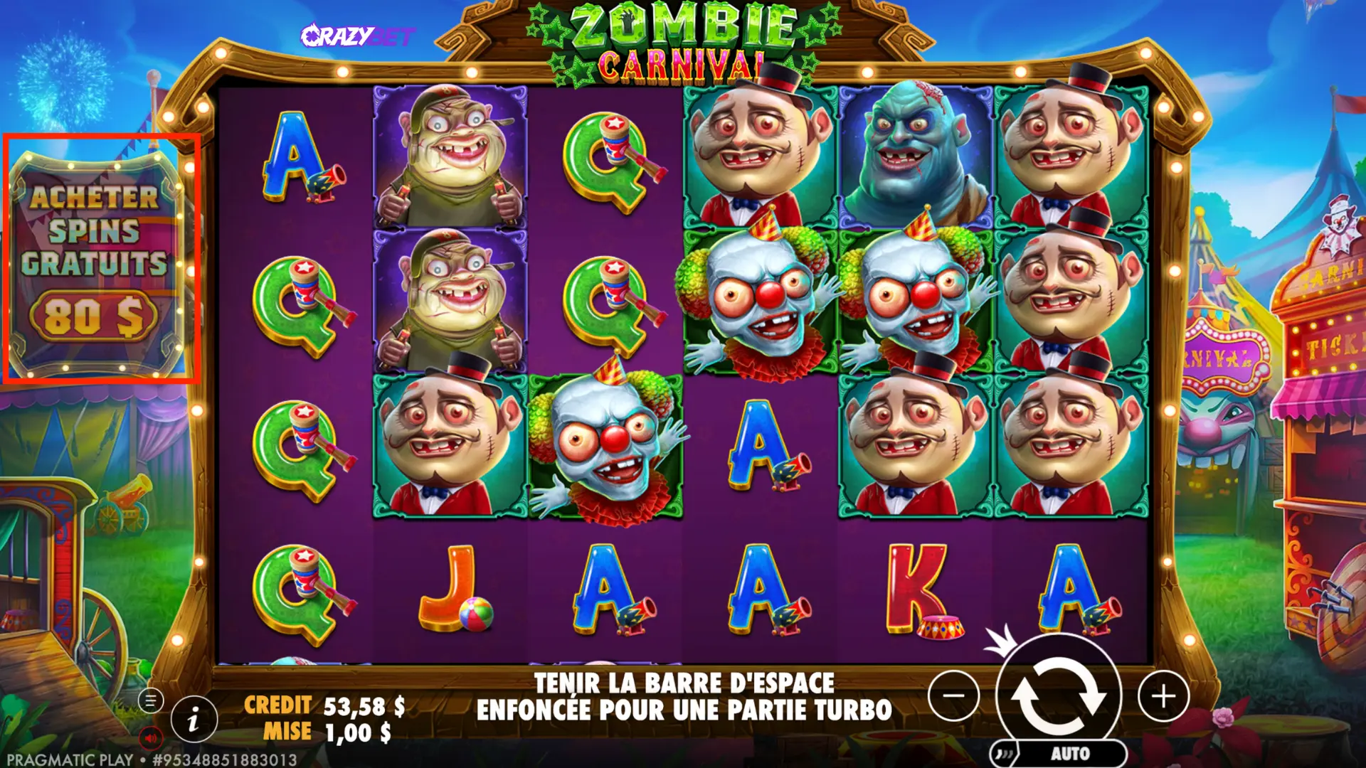 Zombie Carnival bonus buy — $80 button