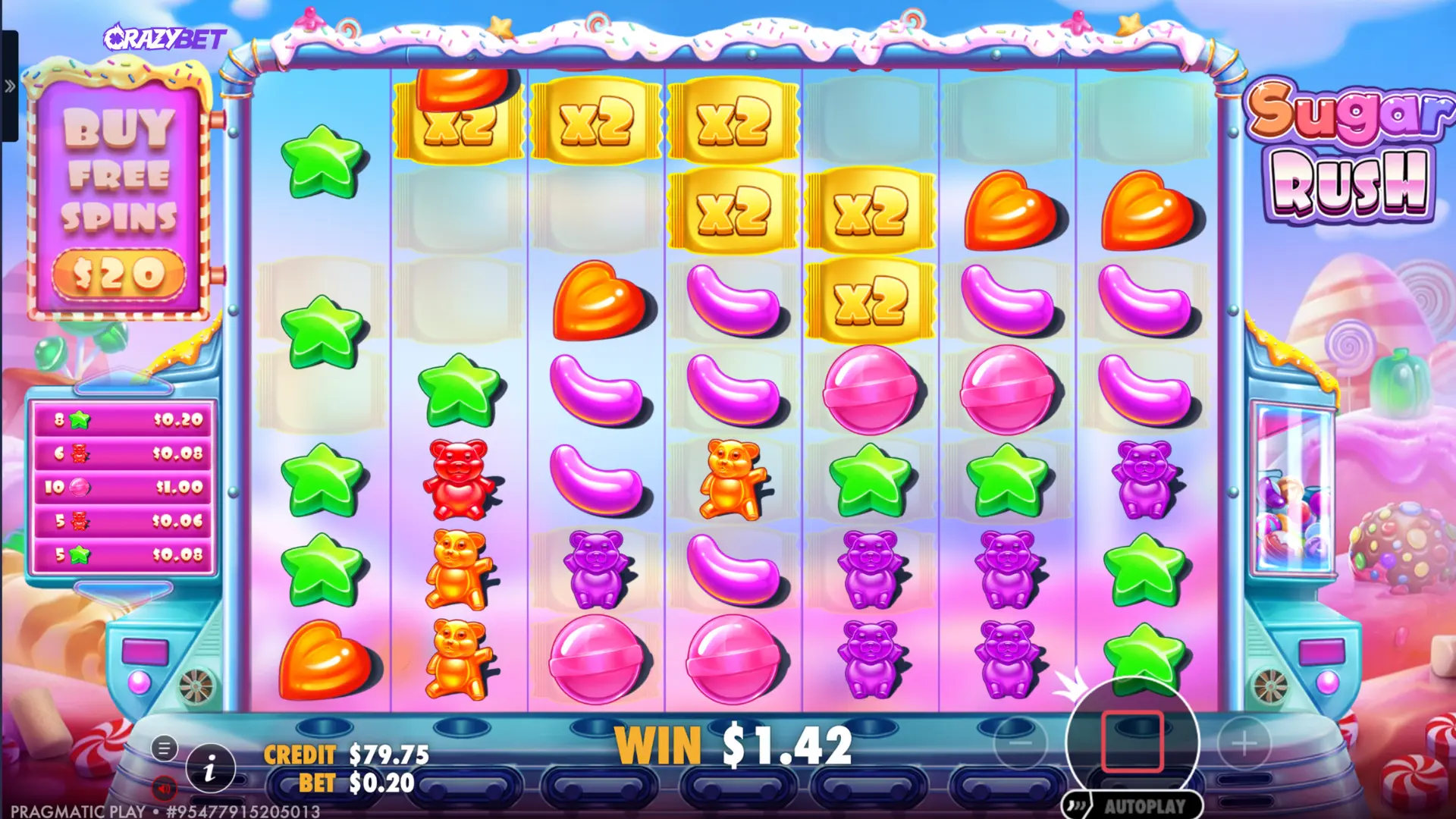 Sugar Rush base game: x2 spots created after a combination