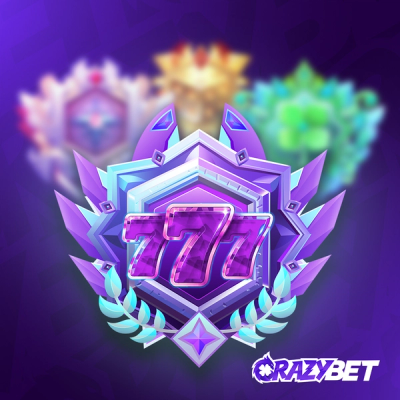 CrazyBet VIP thumbnail – collection of colorful prestige badges around CrazyBet logo