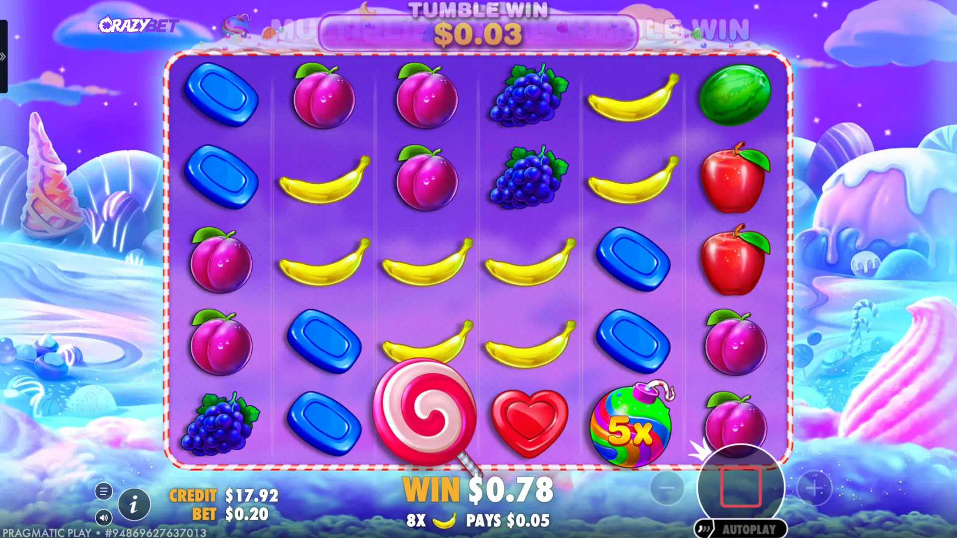 Tours gratuits Sweet Bonanza – 4 sucettes déclenchent le bonus