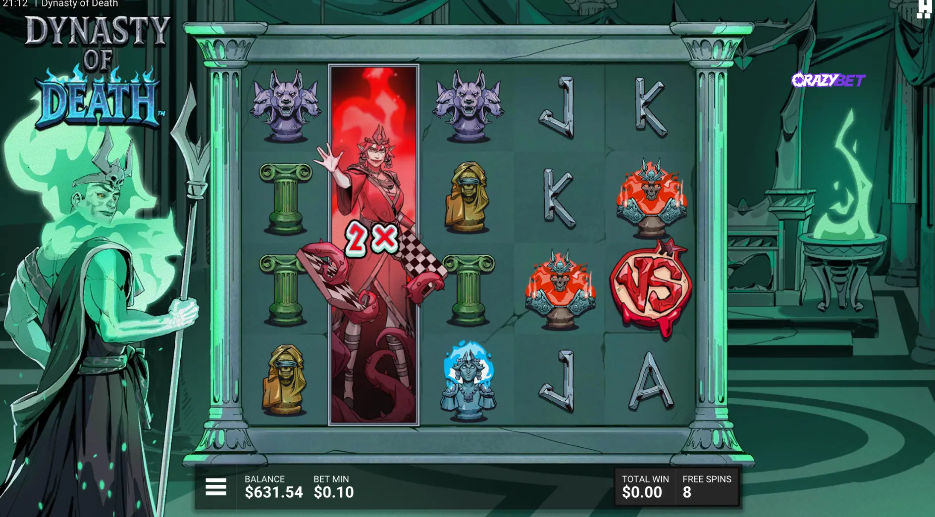 Dynasty of Death VS feature with a 2× multiplier during free spins