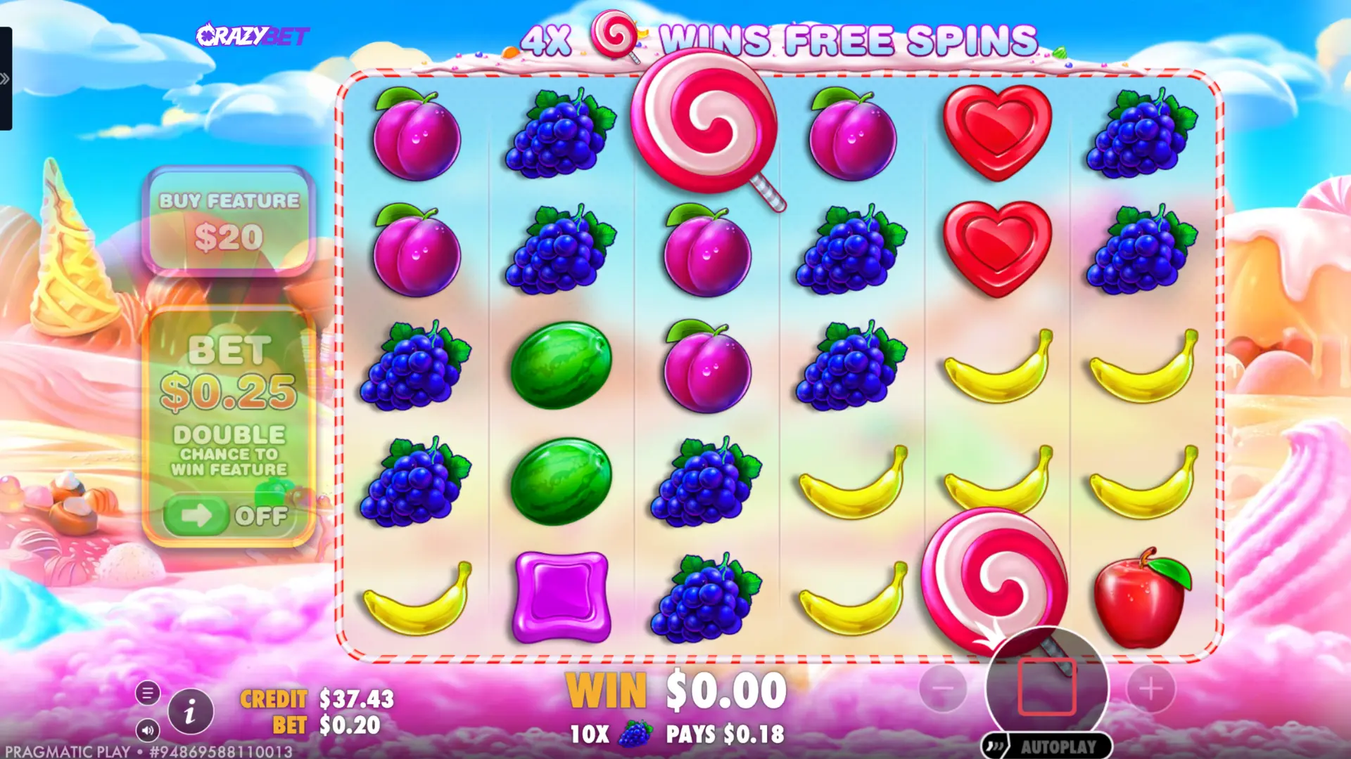 Cascades (Tumble) sur Sweet Bonanza – gains enchaînés