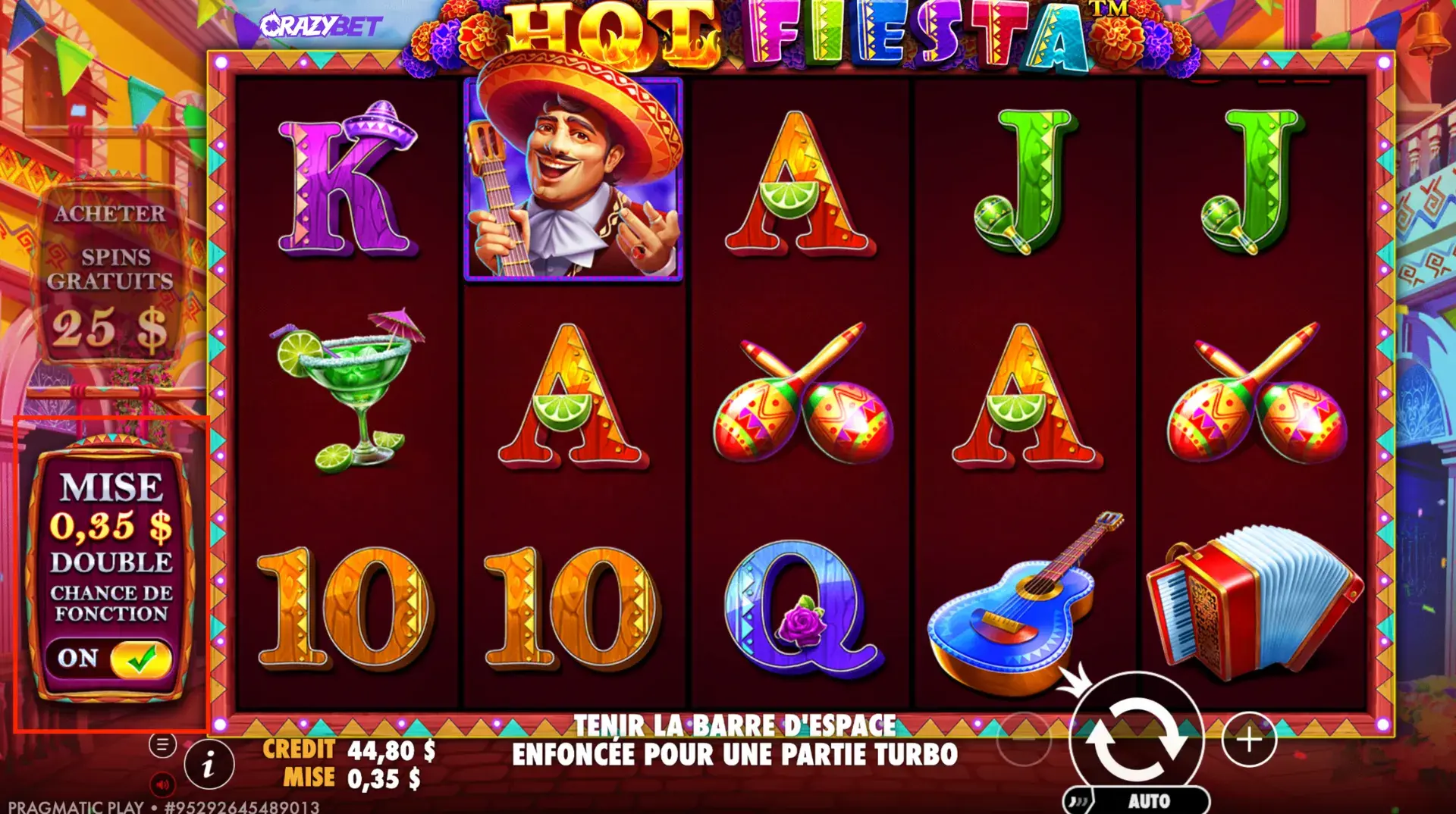 Hot Fiesta (Pragmatic Play): Ante Bet activated in base game