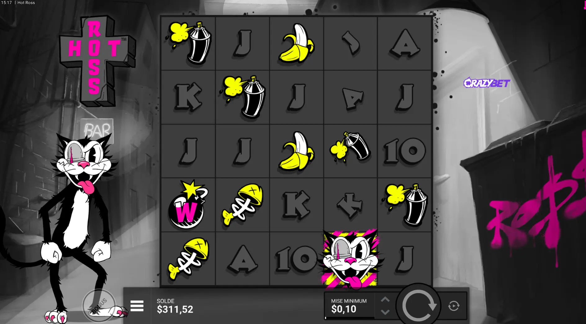 Hot Ro$$ Hacksaw Gaming Bomb Wild symbol and character icon on 5×5 grid