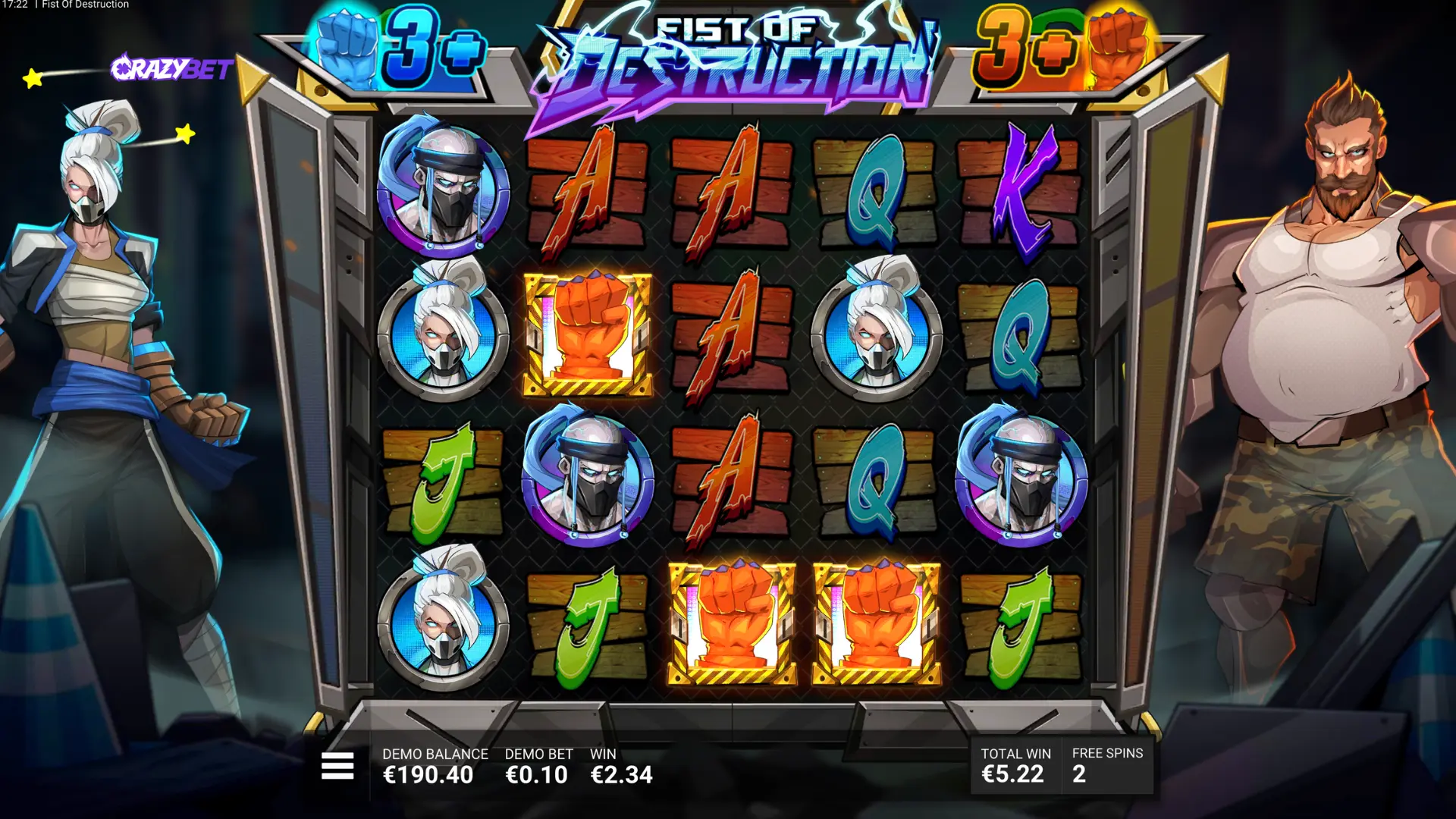 3 orange fists during free spins triggering an Epic Drop