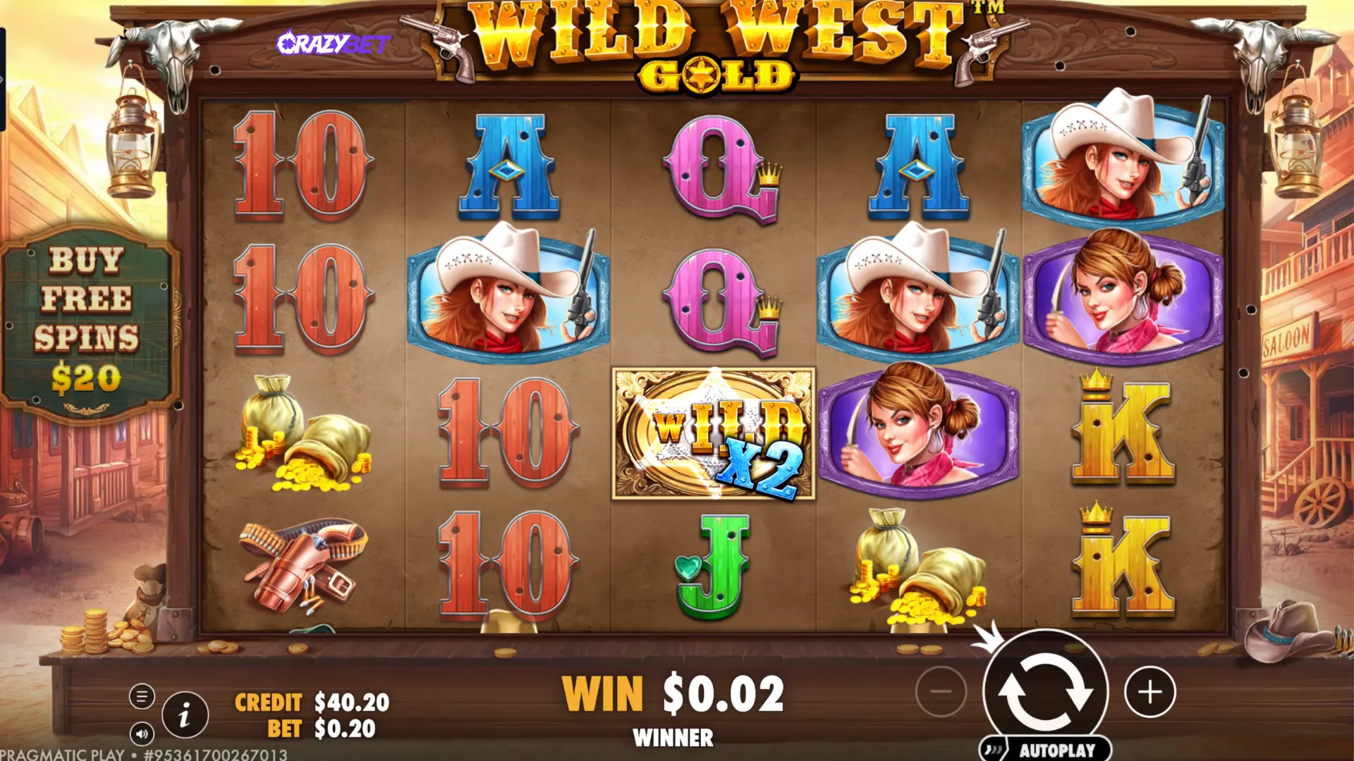Wild West Gold - x2 WILD symbol on the central reels