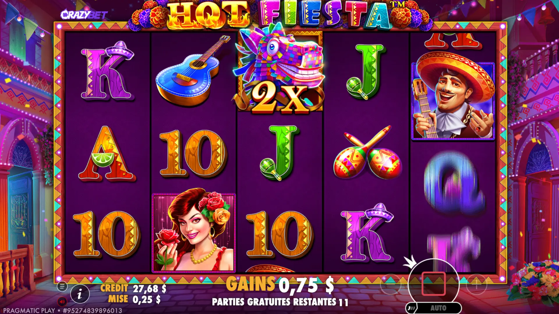 Hot Fiesta Bonus: x2 WILD in the center of the grid