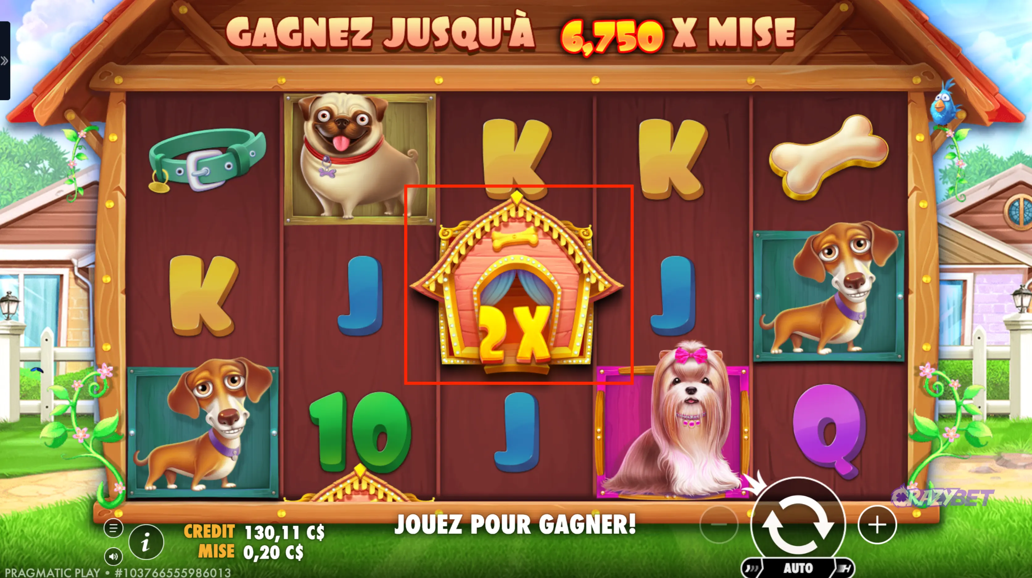 2x Multiplier Wild in The Dog House base game by Pragmatic Play