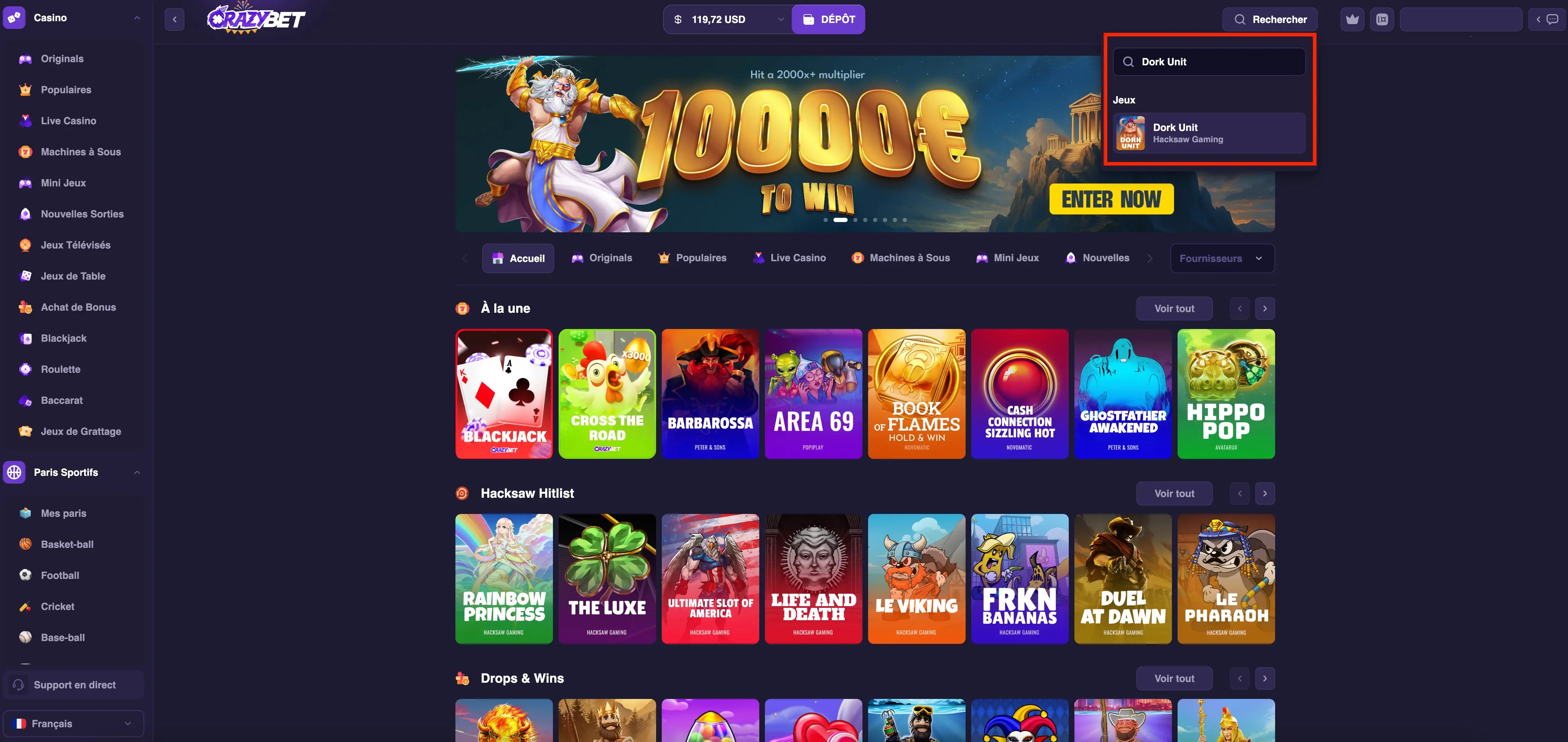 Dork Unit on CrazyBet – Searching for the Hacksaw Gaming Slot