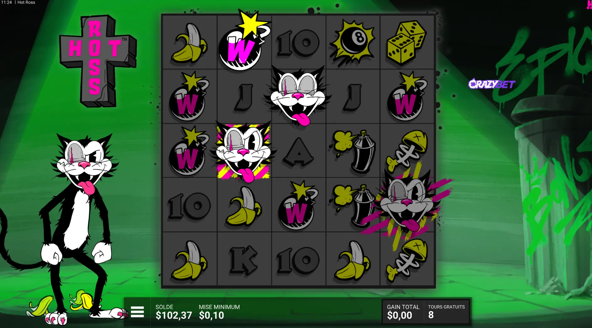 Hot Ro$$ Hacksaw Gaming free spins bonus with Bomb Wilds and character symbols