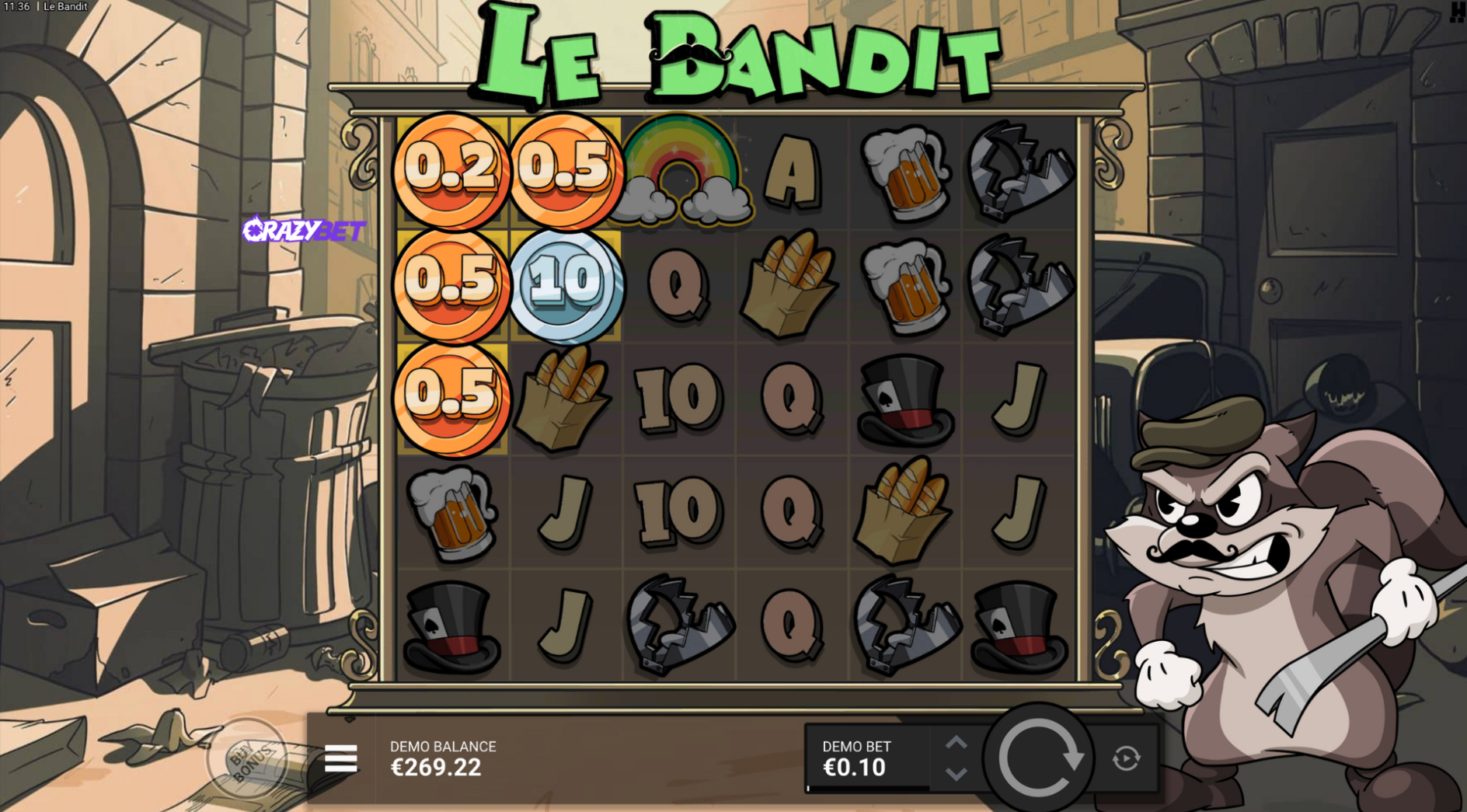 The Bandit – free spins triggered by Rainbow