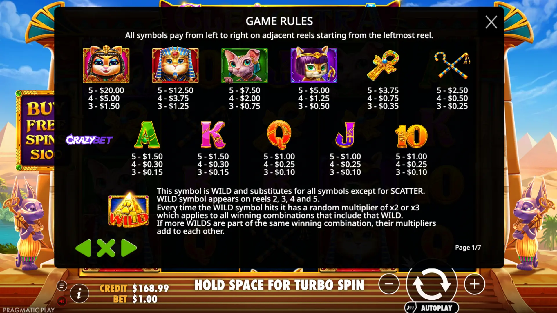 Cleocatra Paytable: Symbol Values & Wild Multiplier