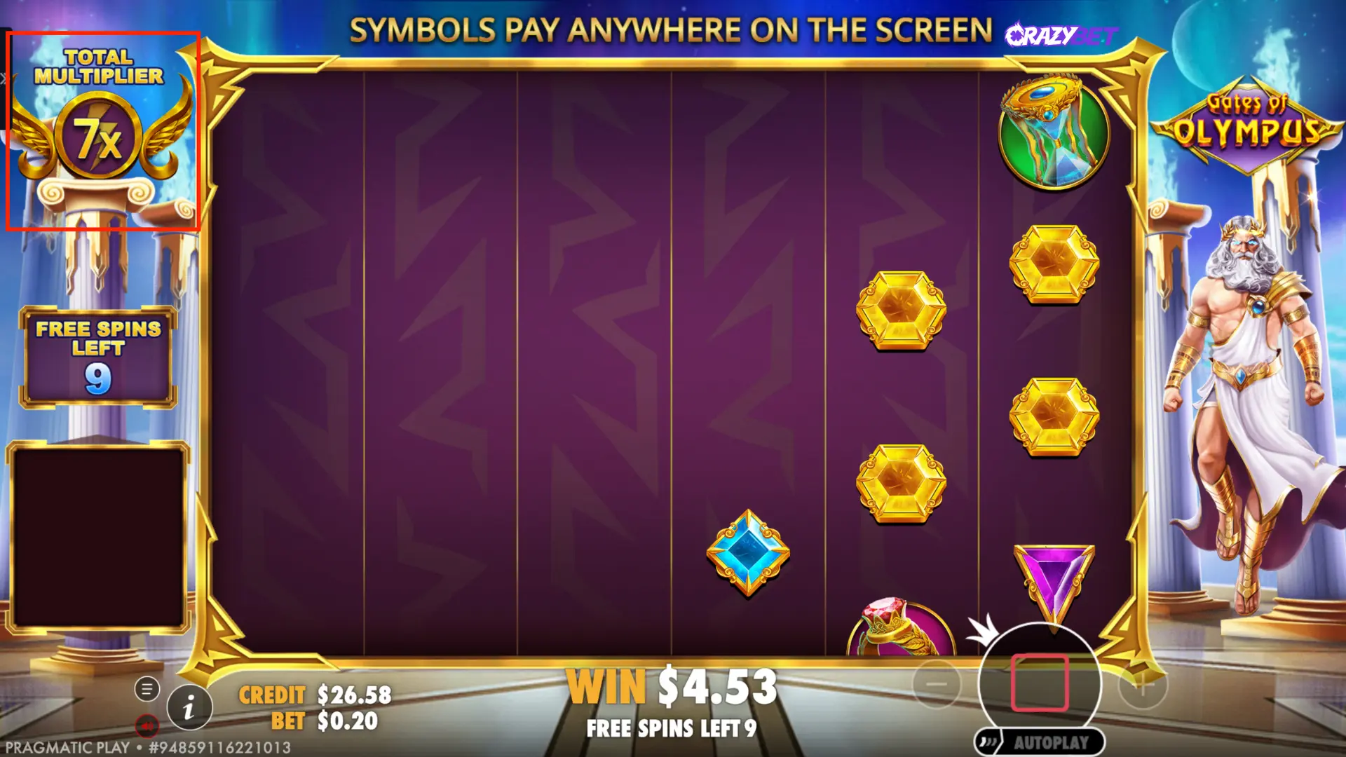 Gates of Olympus – Total Multiplier accumulation during bonus
