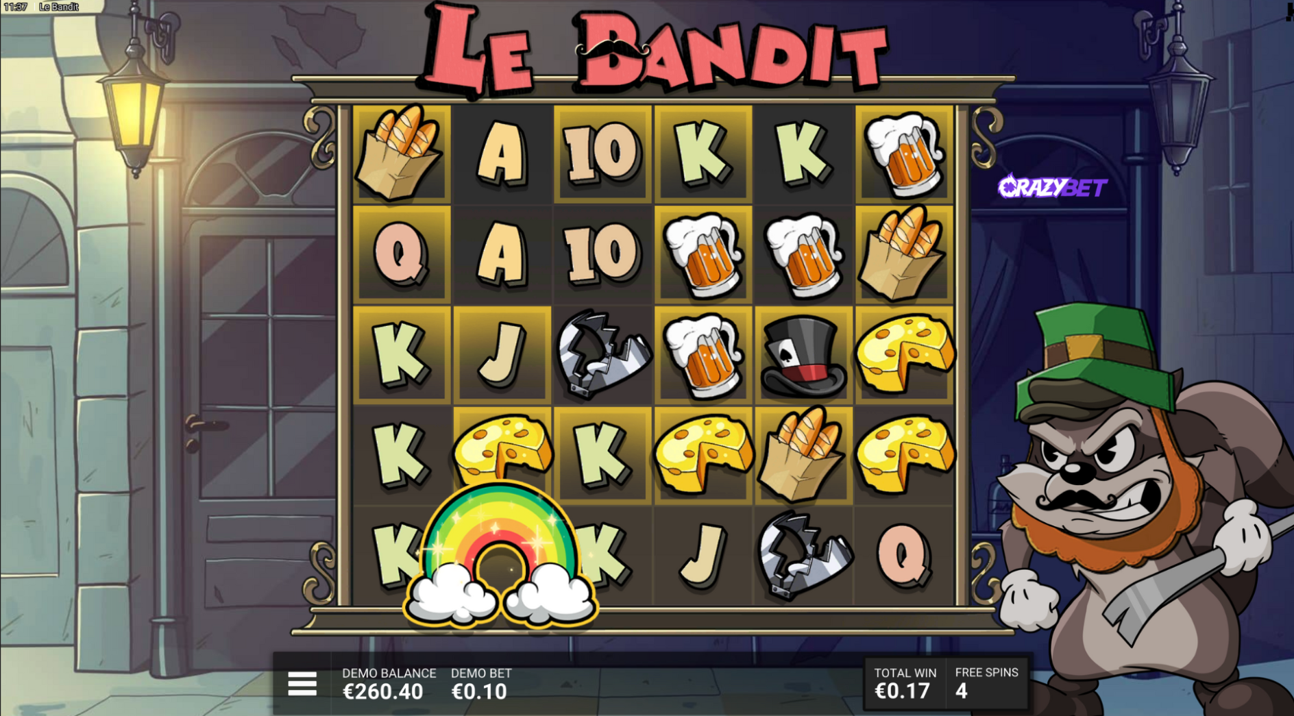 The Bandit – free spins triggered by Rainbow