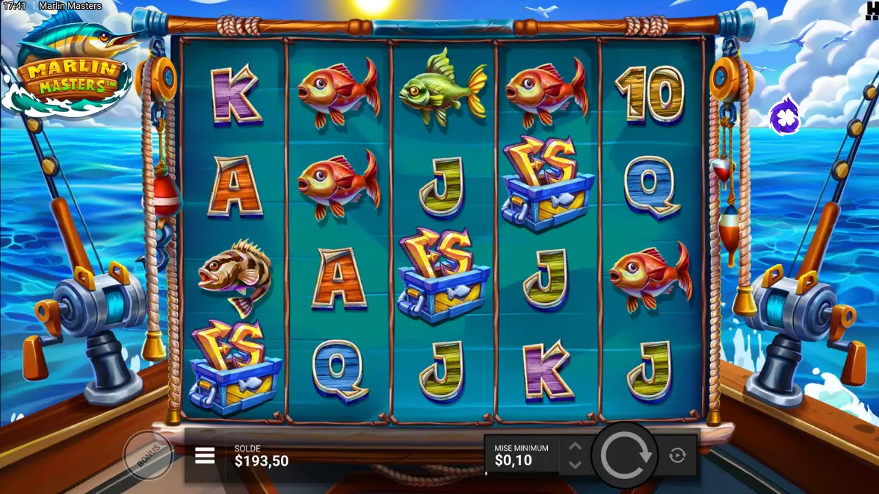 Marlin Masters – Free Spins bonus with fish values and progression bar at the top