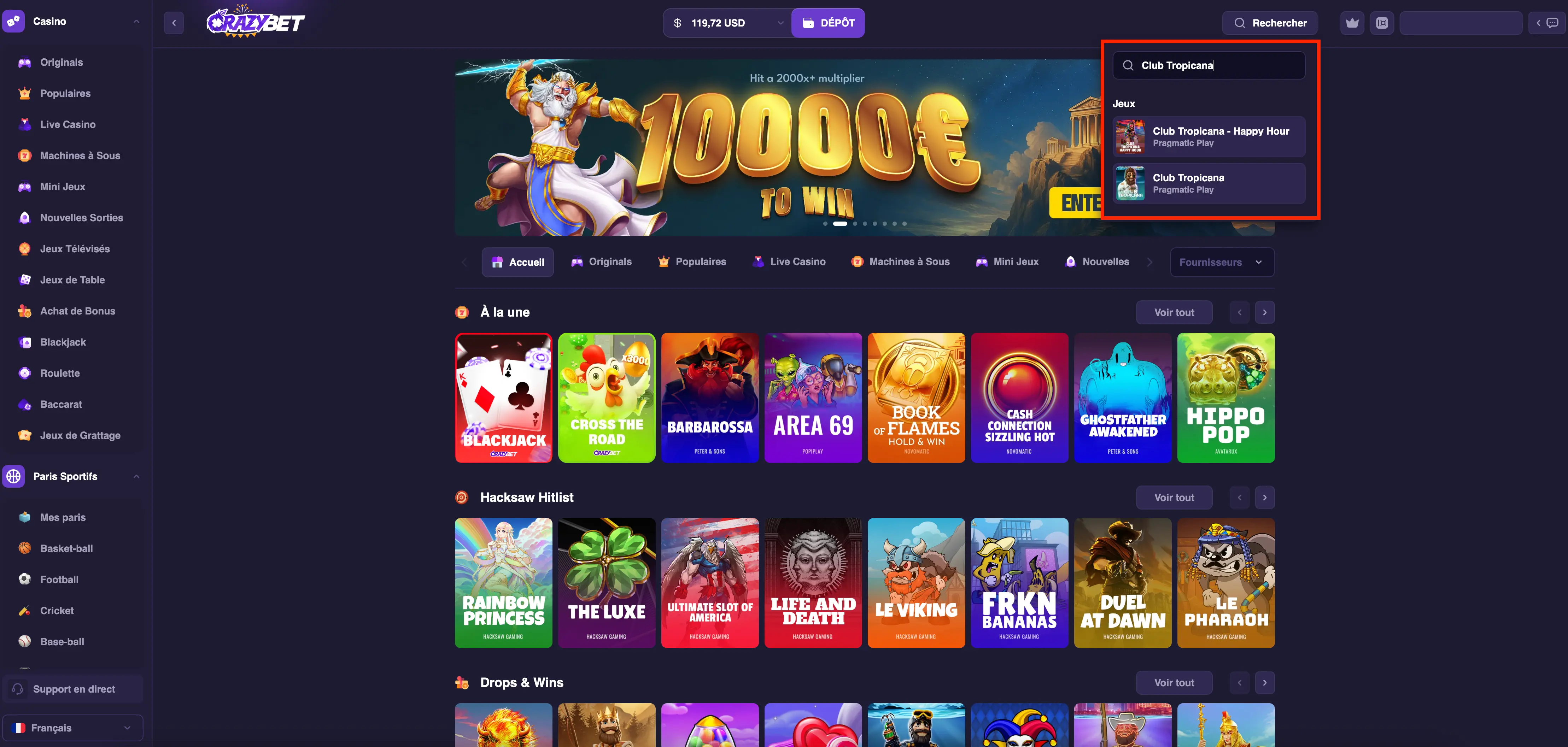 Club Tropicana on CrazyBet – Searching for the Pragmatic Play game