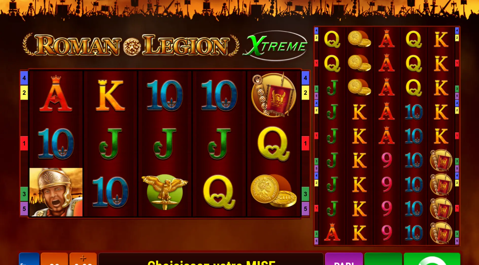 Roman Legion Xtreme Gamomat slot with extended reel grid