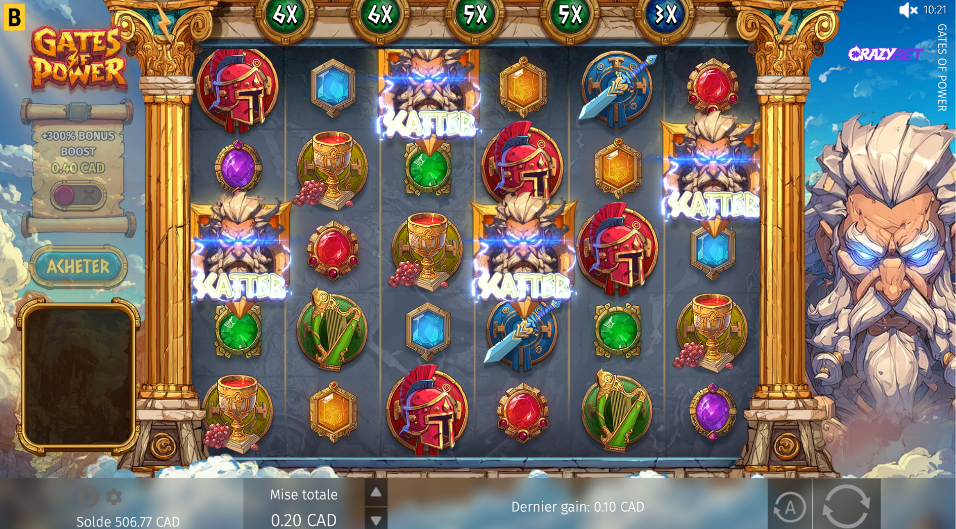 Gates of Power bonus triggered with 4 Zeus Scatter symbols