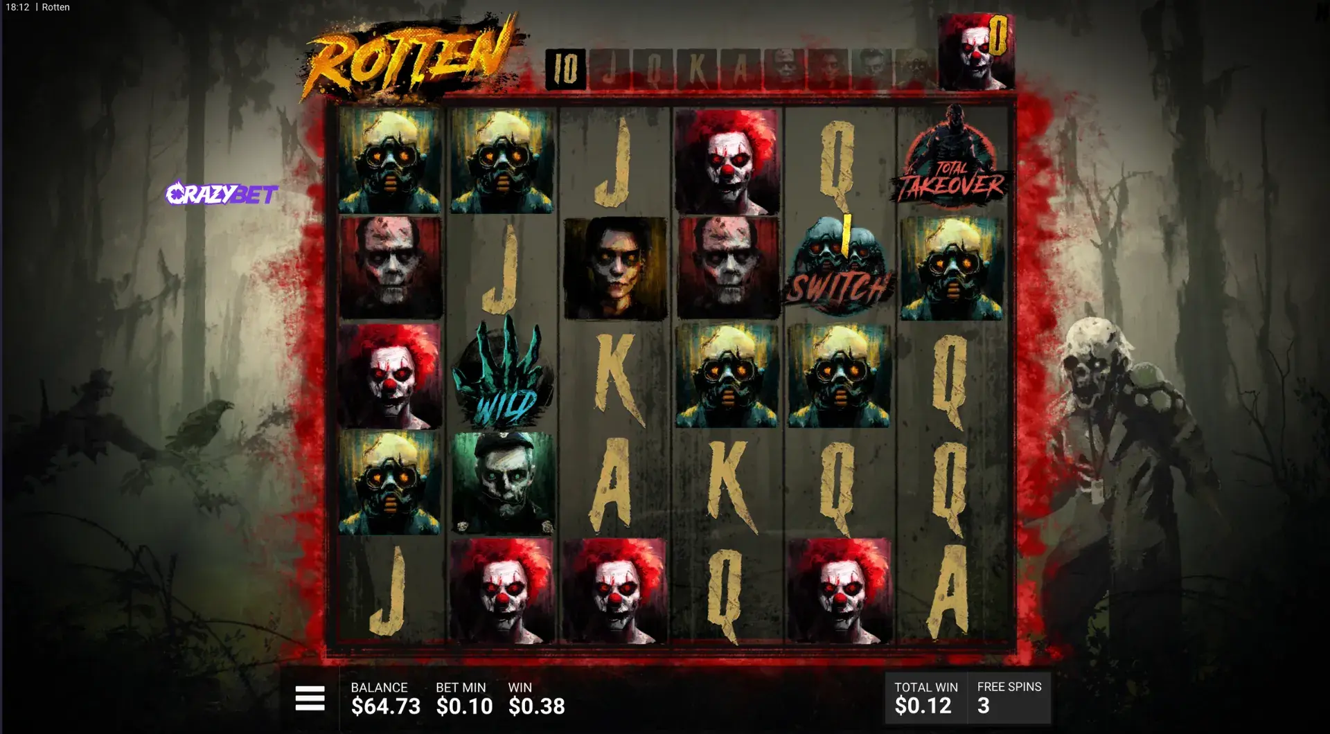 Rotten – Switch symbol active during Free Spins