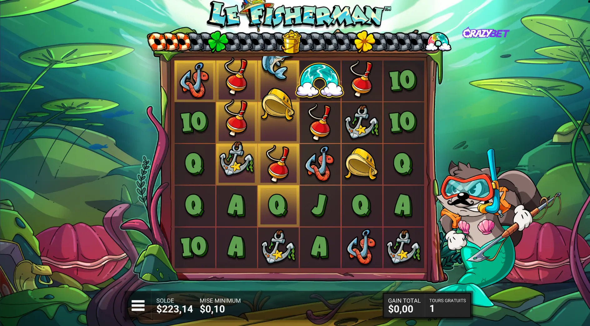 underwater free spins in The Fisherman by Hacksaw Gaming with marine backdrop