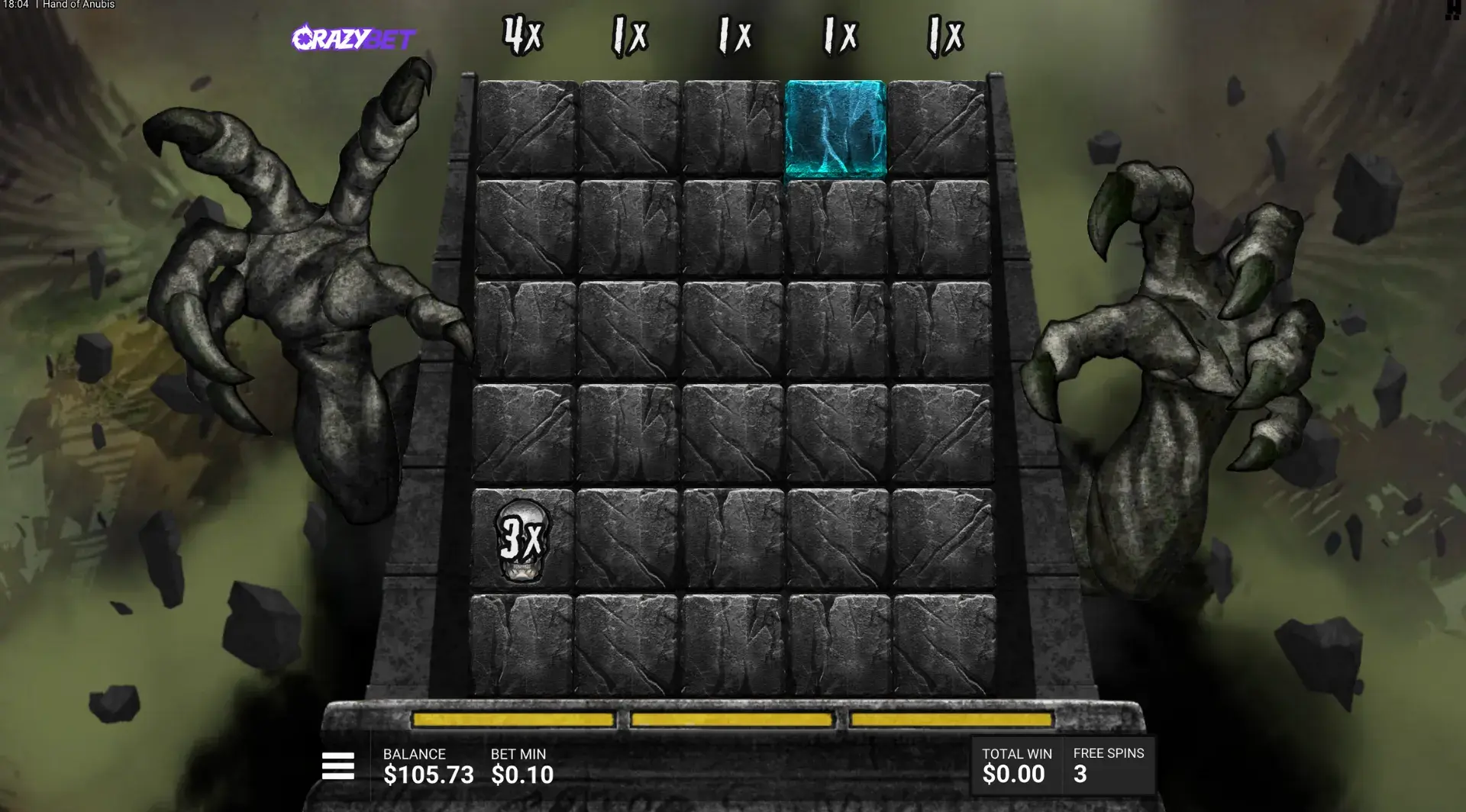 Judgment bonus, Hold & Win mode with multiplier blocks, for example a 3x skull