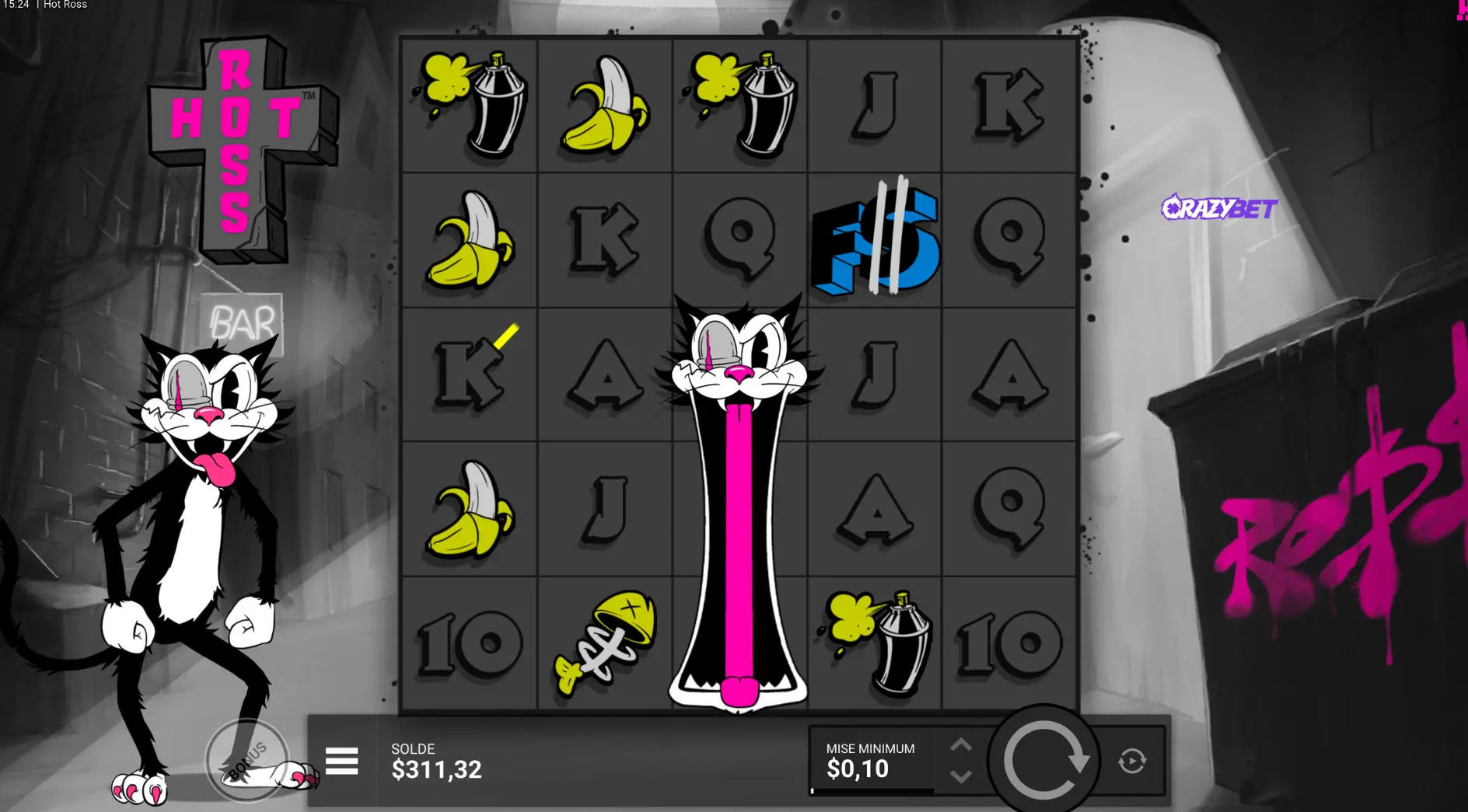 Hot Ro$$ Hacksaw Gaming expanding character symbol in the base game