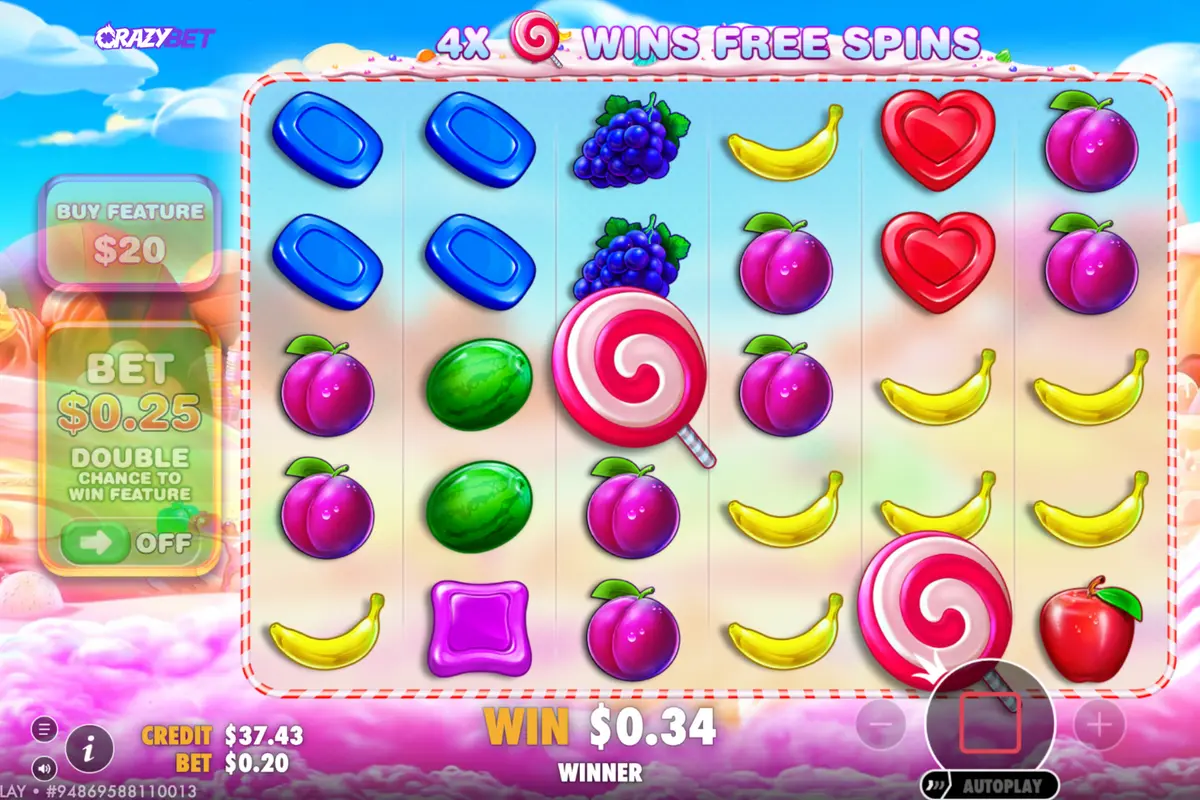 Tumble sequence with consecutive wins on Sweet Bonanza