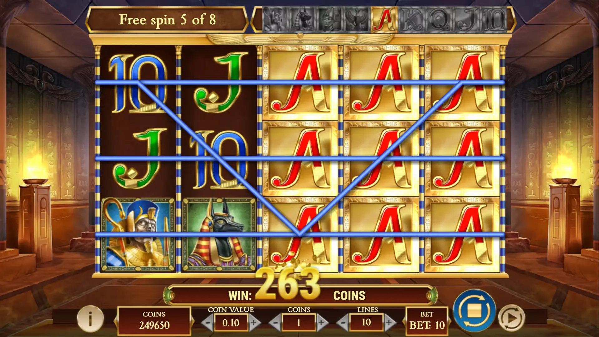 Legacy of Dead – massive expansion example: A symbol covering multiple reels