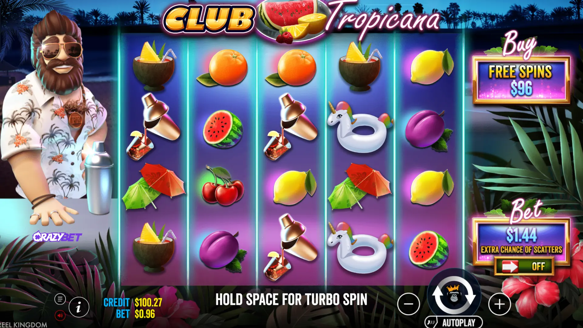 Club Tropicana Base Game on CrazyBet